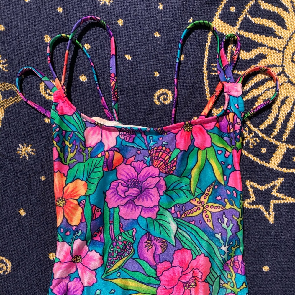 VTG | 80’s Neon Floral Ocean Jewel-Toned Swimsuit Jantzen size 08